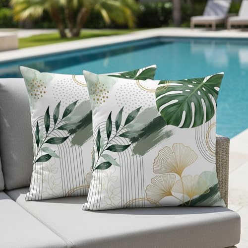Boho Arch Watercolor Leaves Throw Pillow Covers 20x20IN Set of 2