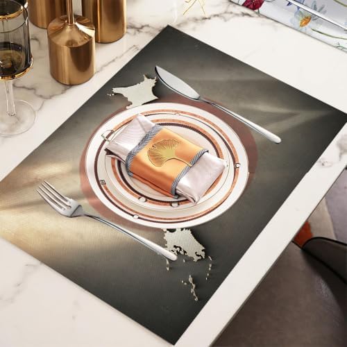 Placemat Set of 12 Washable Linen Textured Place Mats for Dinner
