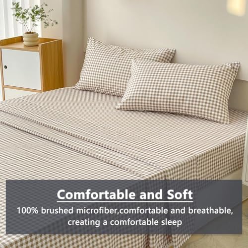NSNLGSGC Tan Gingham Full Sheet Set