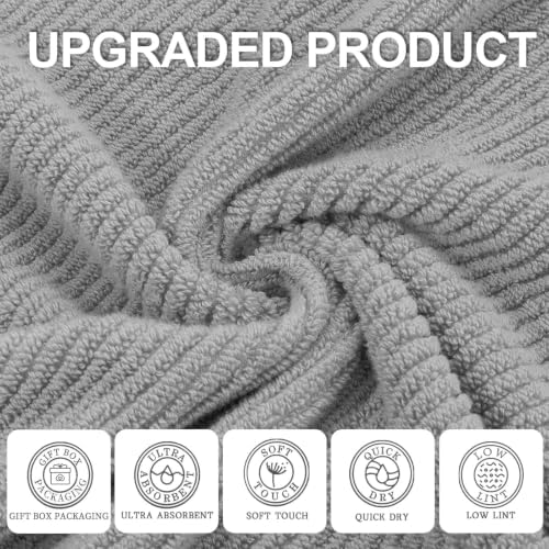 VOOVA & MOVAS Bathroom Towels, Cotton, Soft & Absorbent, Thick, Gray