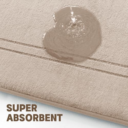 YIHOUSE Beige Memory Foam Bathroom Rug Set 5 Piece, Absorbent Bath Mat