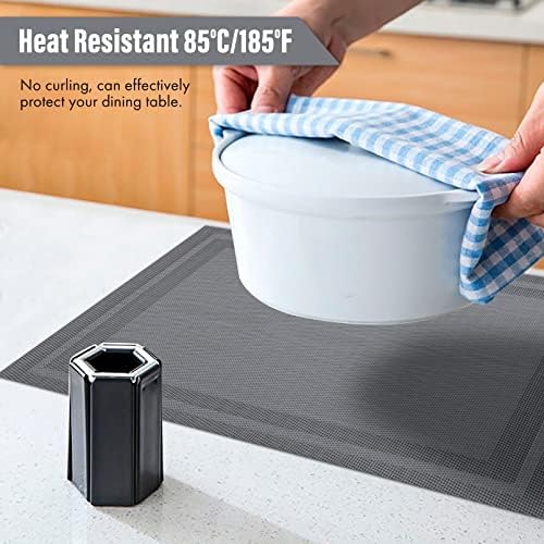 Winknowl Placemats Set of 8,Heat Resistant Woven Vinyl Washable PVC
