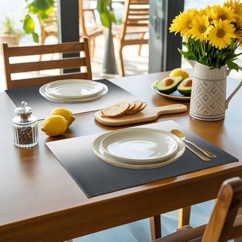 Abstract Ombre Grey Placemats Set of 6 Washable Table Mats for