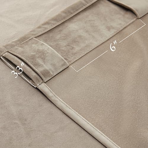 KGORGE Velvet Curtains Taupe Blackout 96 inches 2 Panels for Bedroom