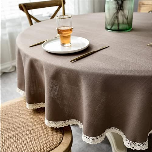Linen Round Tablecloth Waterproof Wrinkle and Stain Resistant Washable