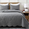 meadow park Embroidered Bedspread Set King Size - 3 Pieces, Washed