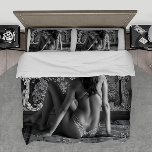 Gray Fashion Duvet Cover Full - Beautiful Woman's Back Quilt Cover