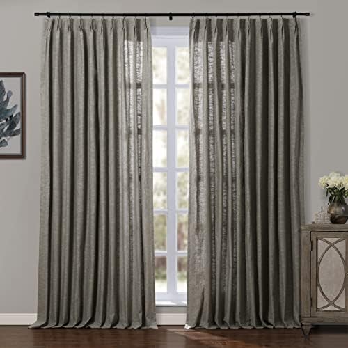 ChadMade Gray Pinch Pleat Linen Cotton Drapery 52 x 108 Inch with