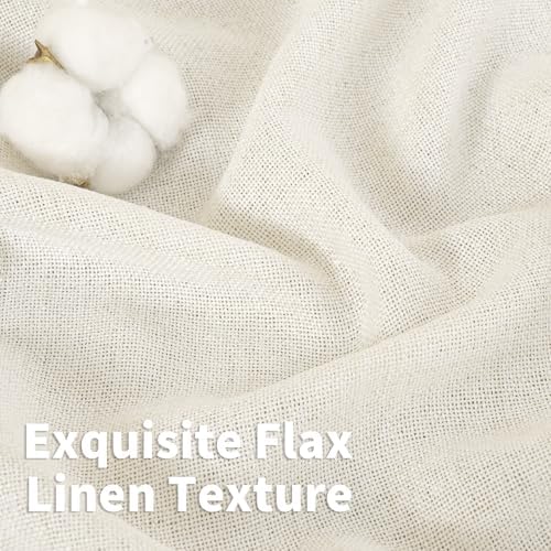 YoungsTex Ivory Linen Curtains 63 Inch Length for Living Room Window