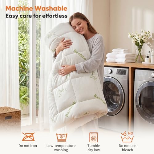 OLIXIS Queen Bamboo Viscose Mattress Topper, Cooling Breathable Bed