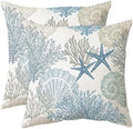 Tritard Coastal Pillow Covers Set of 2, 22x22, Blue