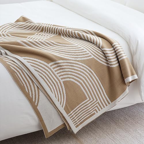 Soft Knitted Blanket Queen Size 50 * 70 Inch, Stripe Textured Throw