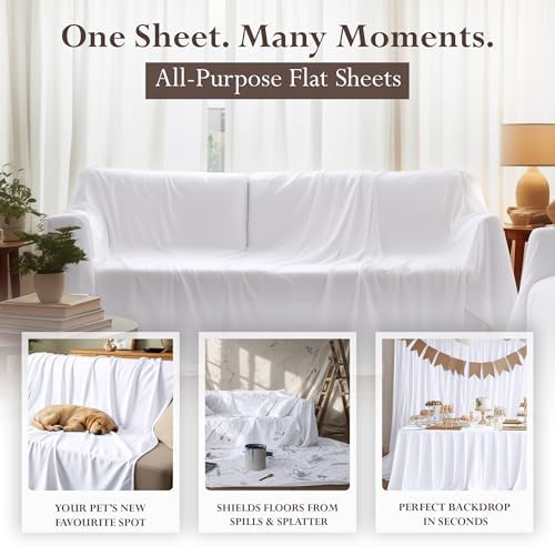 California King Size Flat Sheets Pack of 6, Ultra Soft Hotel Sheets