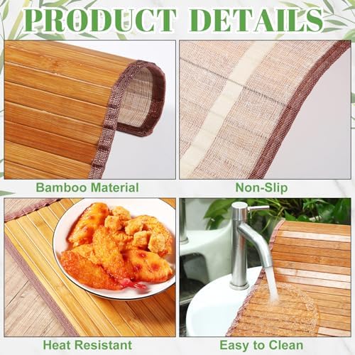 Hushee 8 Pcs Bamboo Placemats Dining Table Mats Washable Heat Place