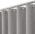 Colorful Star 256GSM Cotton Waffle Shower Curtain, Grey, 72 x 72