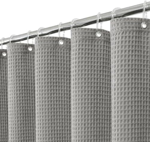 Colorful Star 256GSM Cotton Waffle Shower Curtain, Grey, 72 x 72