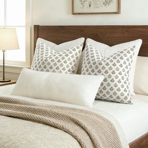 YCOLL Farmhouse Floral Pillow Covers 22x22 Set of 2, Rustic Country