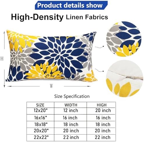 Decorative Throw Pillow Covers Set of 2 Blue Yellow pillow covers