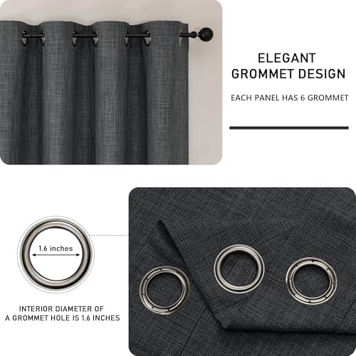 Chyhomenyc Coal Black Curtains 96 Inch Length 2 Panels, Light