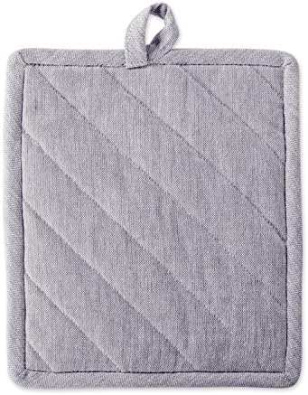 DII 100% Cotton Solid Chambray Kitchen Set, Potholders, Gray, 2 Piece