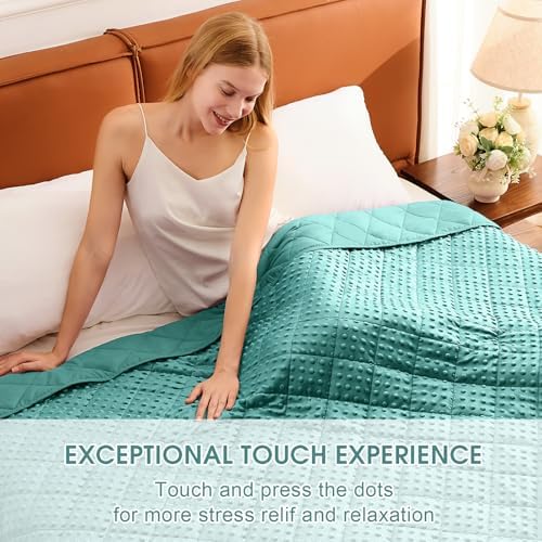 Teal Weighted Blanket for Adults 12lbs, 48"x72", Twin Full Size