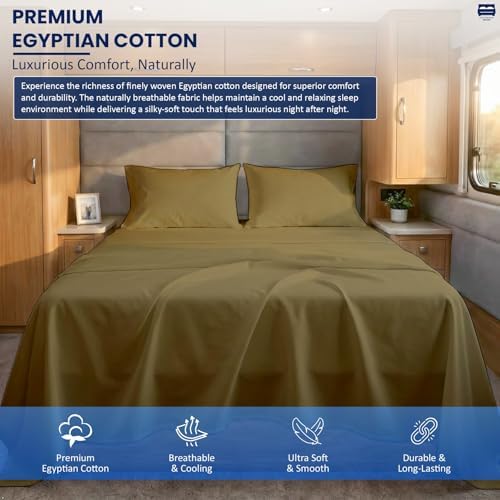 Cottingon 4 Piece Full Sheets Fits 16" Deep, Egyptian Cotton, Taupe