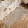 ZALL Tan Waffle Bath Mat,Super Absorbent Non Slip Bathroom Rug,Brown