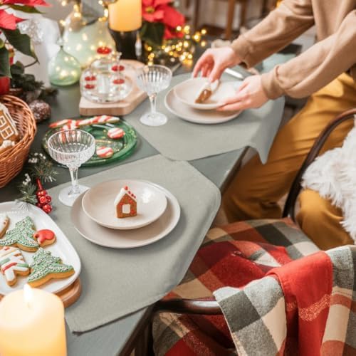 Light Gray Placemats Set of 8, Cotton Linen Fabric Place Mats, Modern