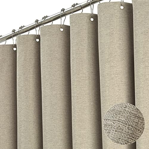 BTTN 72x84 Long Linen Textured Waterproof Fabric Shower Curtain