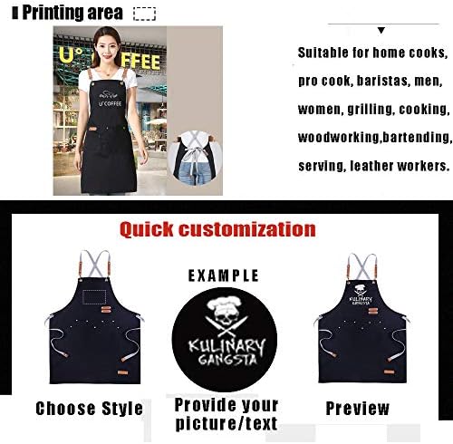 Personlized Chef Apron Cross Back Apron with Adjustable Straps Canvas