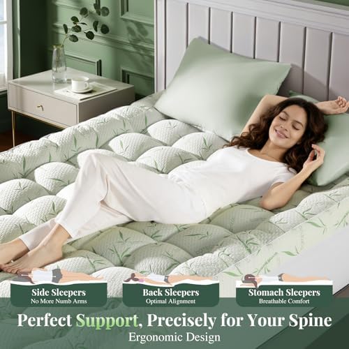 LIANLAM Mattress Topper,1200 GSM Cooling Mattress Pad,2In Extra Thick