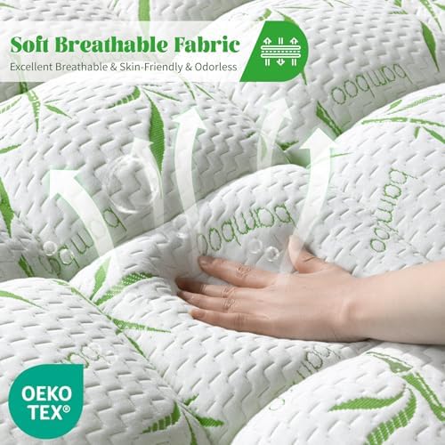 3 Inch Mattress Topper Queen - Viscose Made from Bambu,Cooling Soft