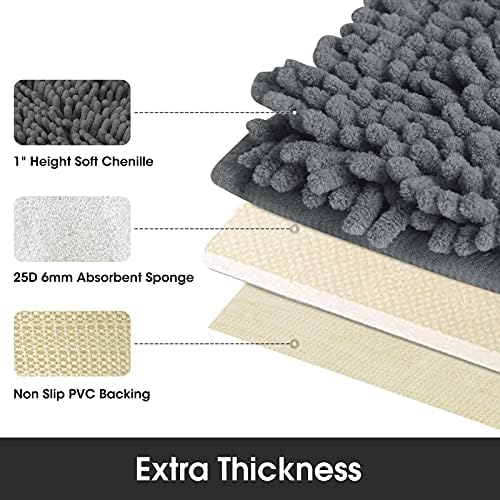 HOMEIDEAS Bathroom Rug Runner Grey 20x60 inch, Ultra Soft and