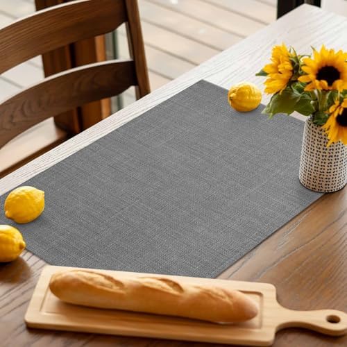 Placemats Set of 8, Classic Solid Gray Washable Table Mats for Dining