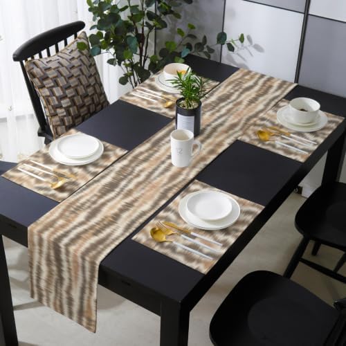 Ombre Beige Table Runner and Placemats Set of 6 Contemporary Gradient
