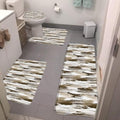 Earthy Brown Vertical Striped Bathroom Rug Set 4 Piece,Watercolor