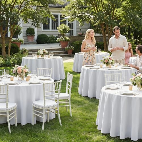 Fitable 6 Pack White Round Tablecloths - 70 Inches in Diameter