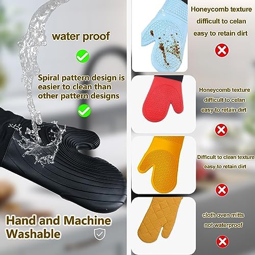 Silicone Oven Mitts-13.6 in Extended Oven Mitts Heat Resistant 500F