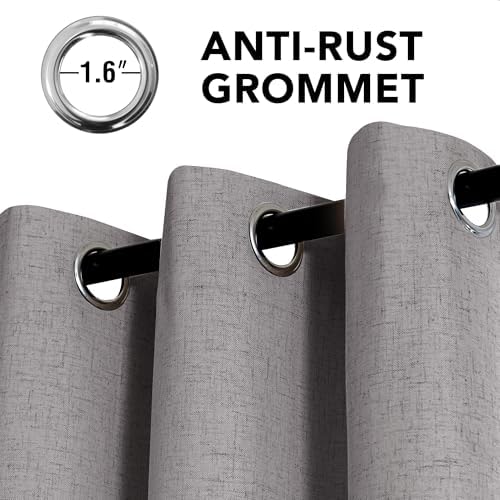 H.VERSAILTEX 100% Blackout Linen Curtains 120" L 2 Panels Heathered
