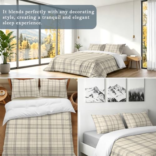 3 Pieces Duvet Cover Full Bedding Sets Minimalist Farm Lattice Grid