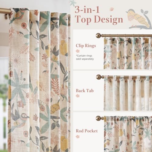 jinchan Linen Curtains 63 Inch Nursery Dusty Green Drapes Back Tab 2