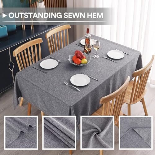 MikiUp Faux Linen Tablecloth - Slubby Textured Weaves Table Cloth for