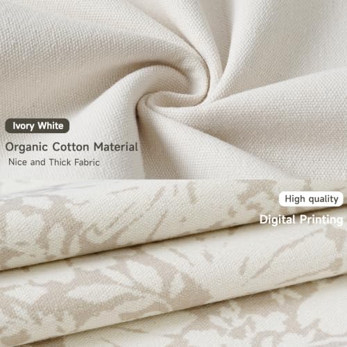Neutral Floral Double Sided Block Print Pillow Covers 18x18 Set of 2