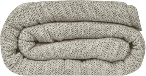 100% Cotton Open Weave Blanket Twin – Breathable All Season – Oatmeal