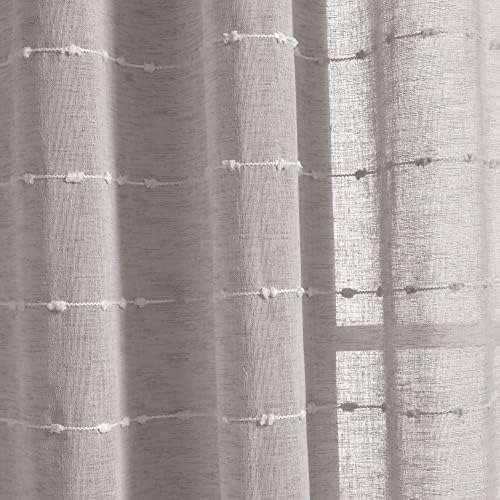 Lush Decor Farmhouse Textured Back Tab/Rod Pocket Sheer Window Curtain