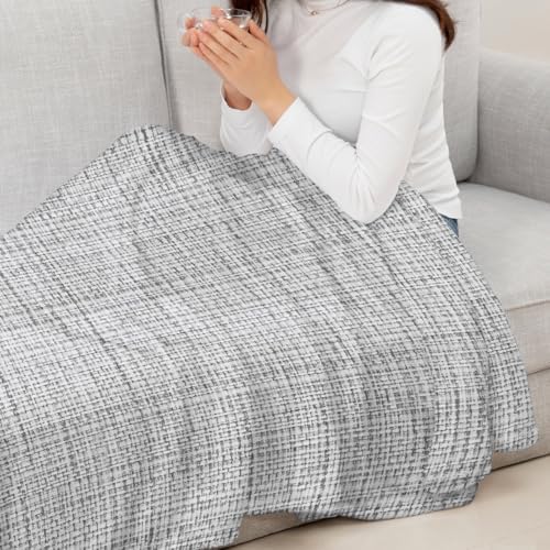 Flannel Fleece Blanket 60" x 80", Grey Rustic Microfiber Cozy Soft
