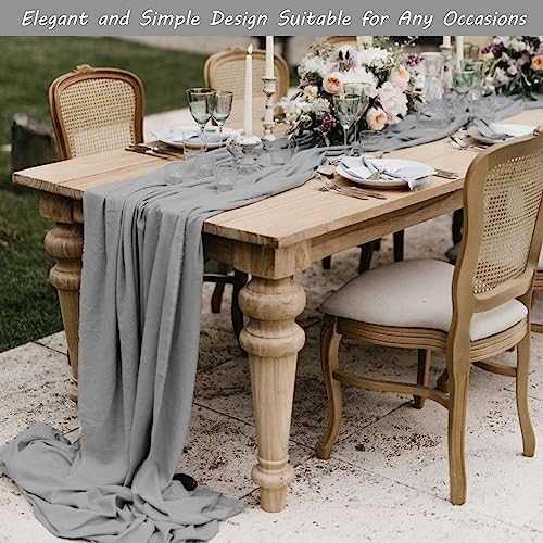 35x72 Inch Gray Cheesecloth Table Runner Rustic Boho Wedding Party