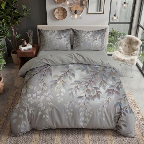 Duvet Cover King,Reversible Dreamy Tree Branches Light gray Duvet