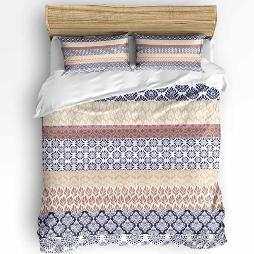 LooPoP Duvet Cover Set Queen Size Khaki Bohemian Comforter Sets