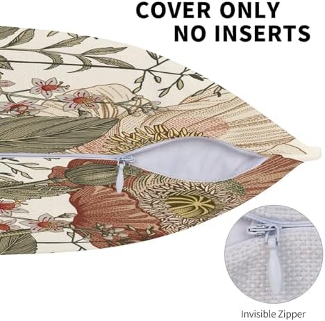 Vintage Flower Pillow Covers 18x18 Set of 2 Floral Botanical